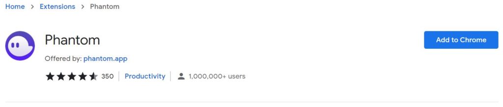 Phantom on Google chrome extension