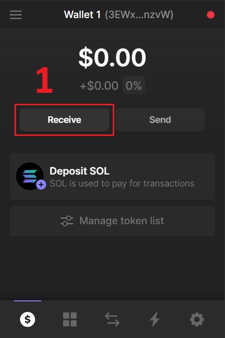 Step to receive / deposit Solana on Phantom