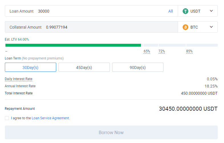 Loan setting term usdt