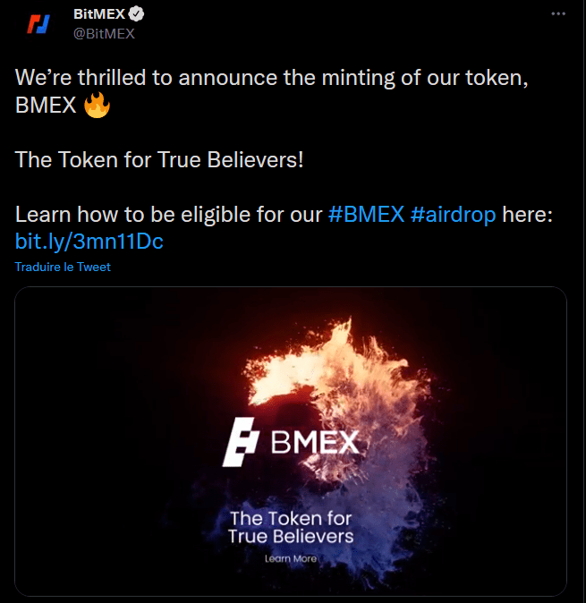 BitMEX annouce Twitter token release