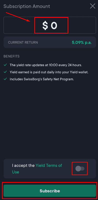 Input total subscription amount